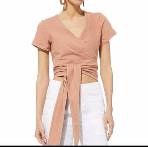 Jonathan Simkhai Denim Wrap Crop Rop Bronze Small